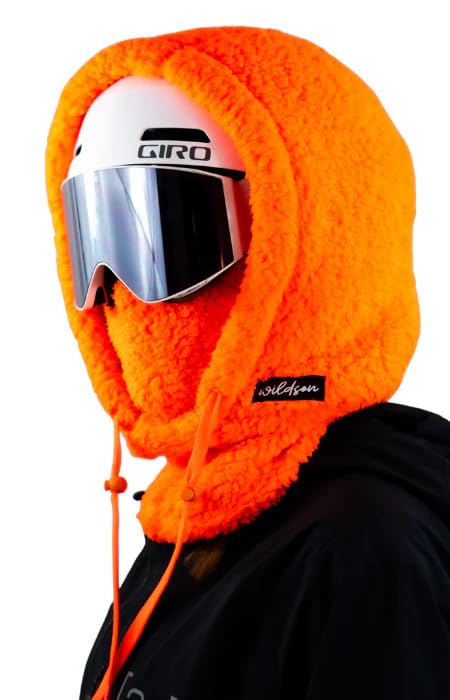 Pasamontañas naranja y rojo con forro polar y bufanda con capucha de talla única para invierno
