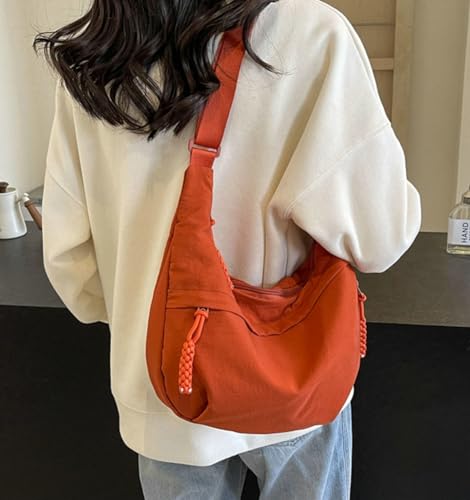 Image of Hobo Bag for Women Men Crescent Shoulder Bag Retro Nylon Canvas Crossbody Bag Slouchy Corduroy Dumpling Bag Purse | Retro
