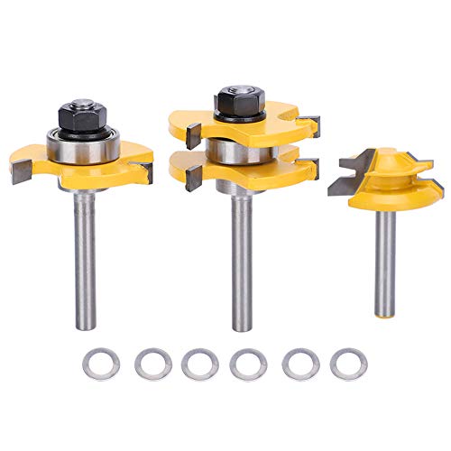 3Pcs Stile Router Bit Set, Woodworking Cutter Tool for Edging, Trimming and Grooving, YG6 Alloy, 1/4 Handle, Groove Router Bit