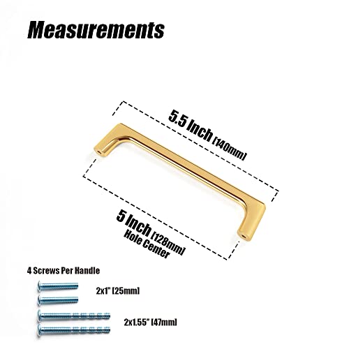 Shining Golden Cabinet Pull Modern Minimalist Style Cabinet Handle Drawer Handle Wardrobe Cabinet Door Handle 5''' Hole Center,6 Pack #TOP1