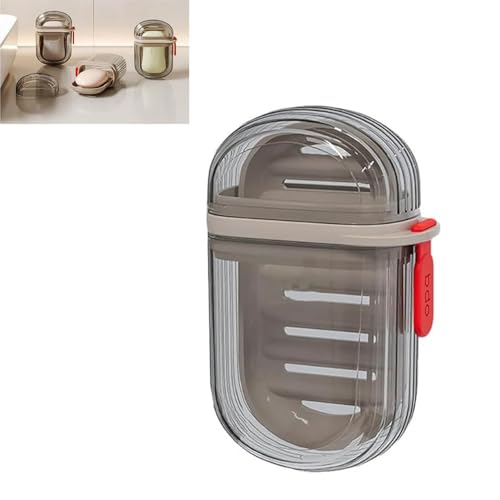 BAWUTZ Étui à Savon de Voyage Portable Avec Couvercle et Couche Drainante - Pour Douche, Salle de Bain, Camping (1PC, Schwarz)