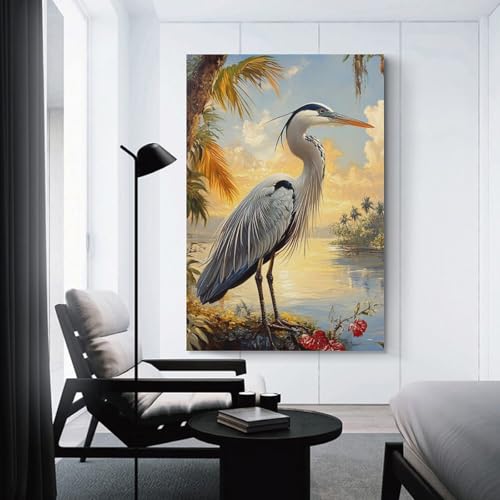 Cuadro en lienzo decorativo para dormitorios y pasillo pintura moderna egret 50x75cm 3