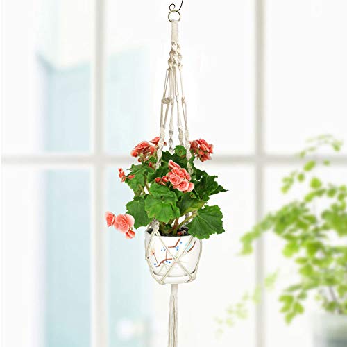 Wiwaplex HWP-PLANTHANGER-2PM Macrame 2 Pack Cotton Rope Indoor Outdoor, 4 Legs Plant Hanger Brackets thumb #4