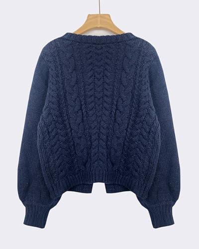 CHARTOU Womens Tie Front Cropped Cardigan Chunky Knit Cute Y2k Bow Cardigan Sweater Long Sleeve Outwear Tops3