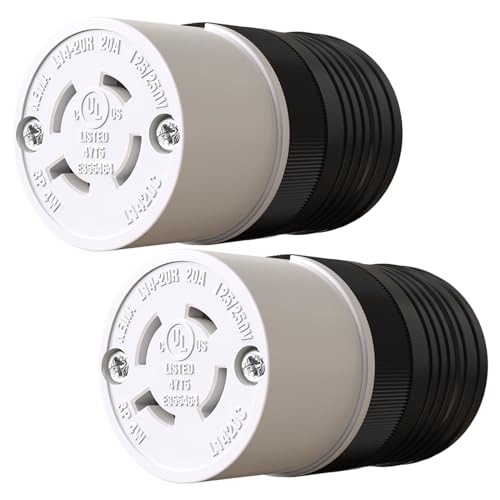 2 Pack NEMA L14-20R Locking Connector, Twist Generator Connectors, 20 Amp 125/250V 3 Pole 4 Wire Grounding, Female Extension Cord Ends, Industrial Grade Heavy Duty, UL Listed(E355464)