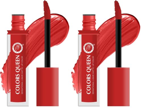 Image of Colors Queen Sensational Liquid Matte Lipstick - 7g | Long Lasting, Fade & Transfer Proof Lipstick | Highly Pigmented, Water & Smudge Proof Liquid Lipstick for Women (10 - Cheerry on Top) (Pack of 2)