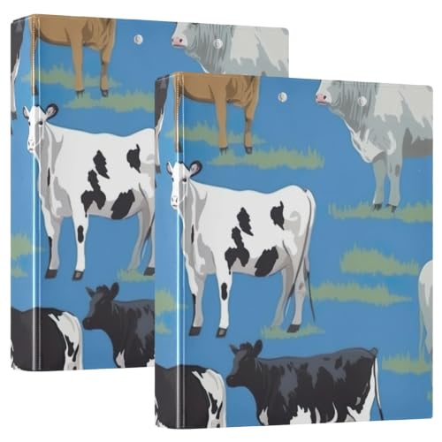 Classeur à 3 anneaux avec poches intérieures grand format motif vache pour fiches