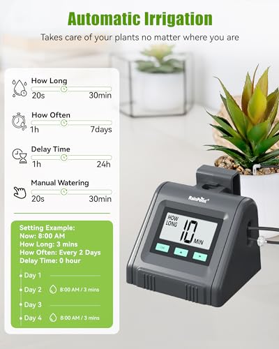 RAINPOINT Automatic Watering System, Water Volume Adjustable, Indoor Self Watering System for Potted Plants, DIY Drip Irrigation Kit for Garden Holiday Plants Watering