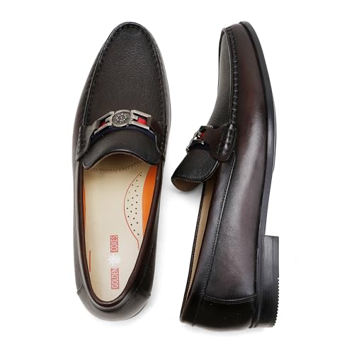 Men's Causal Dress Loafers, Classic Leather Buckle Slip-on Penny Loafer Business Dress Shoes Party Loafers for Mens4