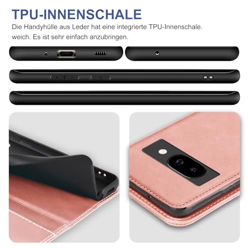 Étui de protection Google Pixel 9A rose en cuir avec protège-écran - 7