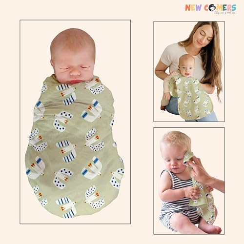 Image of NEW COMERS Baby Muslin Cloth Set | 6 Pcs Double Layered Pure Cotton Swaddle Wrap | Soft & Absorbent Baby Burp Cloth & Reusable Washcloth Towels, White (SBW 12)