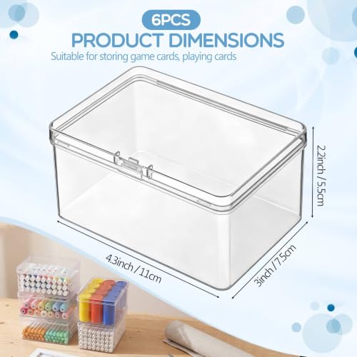 Image of Jetec 6 Pieces Mini Plastic Clear Beads Storage Containers Box for Collecting Small Items, Beads, Jewelry, Business Cards, Game Pieces, Crafts (4.3 x 3 x 2.2 Inch)