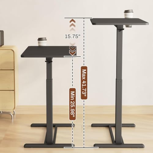 Image of FLEXISPOT Mobile Standing Desk with Wheels Pneumatic Laptop Desk Rolling Computer Cart Movable Height Adjustable Small Sit Stand Workstation Home Use (31.5 inch W x 17.7 inch D, Black)