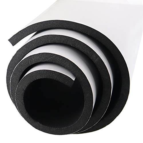 Image of DGSL Foam Insulation Neoprene Sheets with Adhesive, 12''W x 59''L x 1 /2''T | Weatherproof Soundproof Padding for Automotive, Multi-Function Soundproof Large Closed Cell Neoprene Rubber Roll, Black