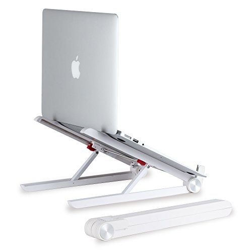 Foldable Laptop Stand, Adjustable Height, Monitor Riser, Compact & Portable Holder for Mac Books, Standing Desks, Home & Work, Improve Posture, Eliminate Aches & Enhance View by Bestrix