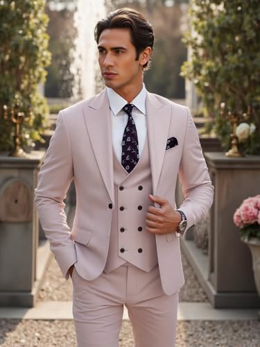 Men's 3 Piece Suit Classic Fit Dress Suits Wedding Business Tuxedo Jacket Blazer & Pants for Dinner Prom2