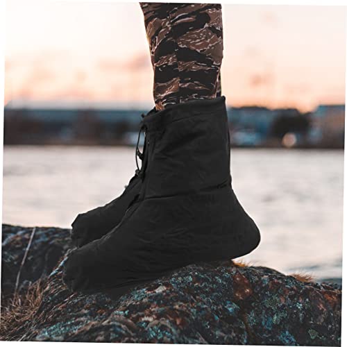 Par de fundas impermeables para calzado al aire libre, con cierre cremallera y antideslizantes, para ciclismo, senderismo y pesca, diseño reutilizable y duradero para días ventosos y nevados, color negro miniatura 4