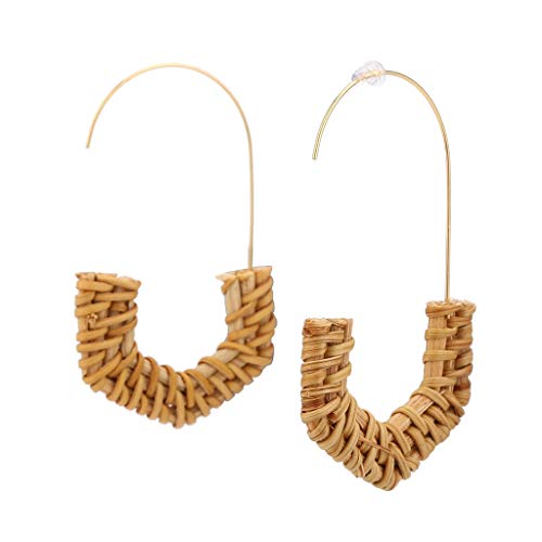 Preisvergleich Produktbild UINGKID Damen Ohrringe Mode Ohrstecker Böhmische Retro-Stil handgemachte Rattan geometrische Halbkreis Schmuck