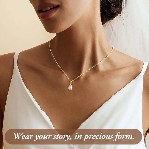 M MOOHAM Pearl Necklaces for Women - Dainty Gold Pearl Choker Pendant Necklace for Women Trendy Simple Cubic Zirconia Drop Bridal Necklace Womens Wedding Jewelry Bridesmaid Proposal Gifts3