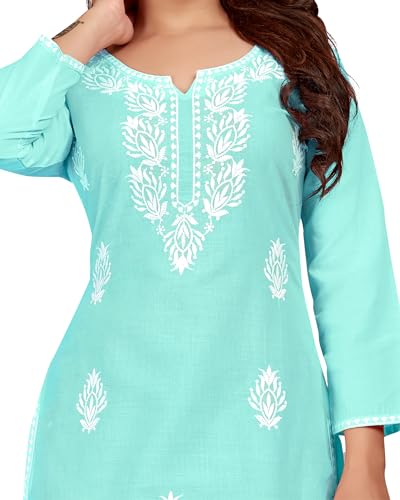 Image of Women's Rayon Chikankari Embroidered Short Kurti | Lucknowi Work Kurta