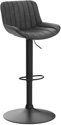 Miniatura 5 de Zouron Juego de 2 taburetes de bar giratorios, taburetes de bar ajustables de altura de mostrador con respaldo alto, taburetes de bar de piel