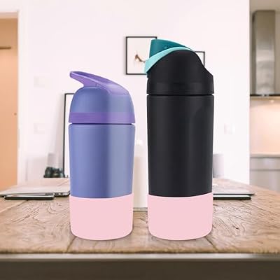 PEUTIER 2pcs Silicone Boot for Owala Kids Water Bottle 16oz/14oz, Anti-Slip Water Bottle Cover Sleeve Anti-Dent Bottom Protector Wraps Compatible with Owala Kids Stainless Steel Bottle Accessories