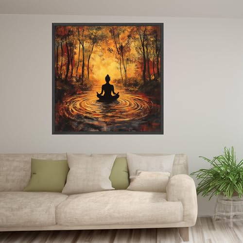 Toile de yoga pour salon stressant tableau mural méditation forêt déco zen grand format