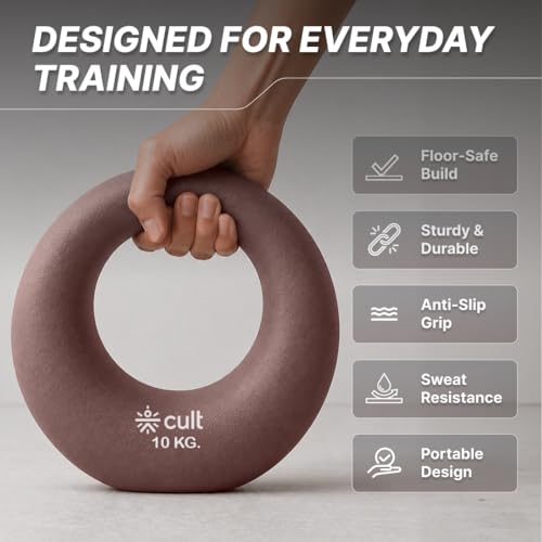 Image of Cult Moon Kettlebell 10 Kg with Neoprene Coating, Cast Iron Core, Wide Handle & Stable Base for Strength Training & Home Workouts
