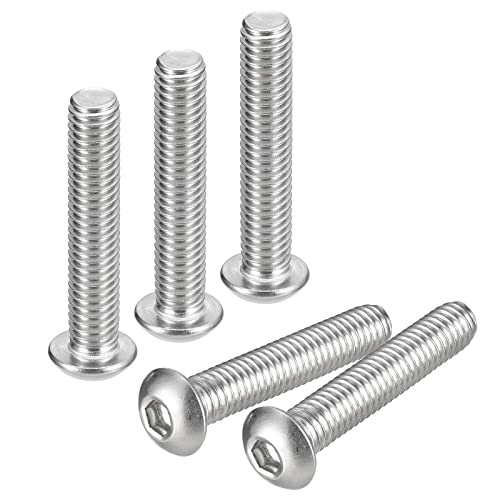 QUARKZMAN 3/8-16x2' Botón Hueca Cabeza Tornillos, 5uds 304 Inoxidable Acero Sujetadores Hexagonales Pernos Tornillos, Completa Rosca Hexagonal Accionamiento Tornillos