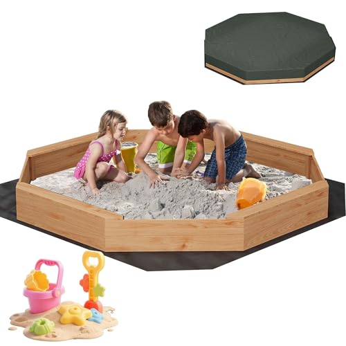 Large Octagon Wooden Sandbox with Cover - 60