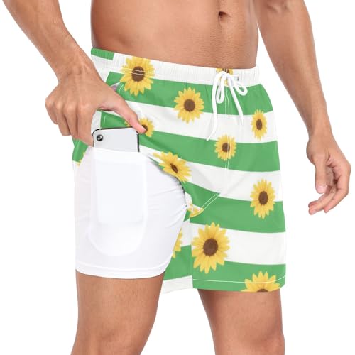 Mens Swimsuit Trunks Men's 2 Layer Inseam Board Shorts with Liner Quick Dry S3