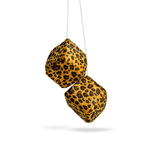 mAuto 0025 Fuzzy Car Dice, Premium Hanging Dice for Vehicles - Brown Leopard