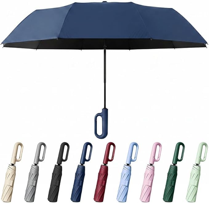 Creative Ring Buckle Windproof Reinforced Umbrella, Automatic Open Close Umbrella, Compact Wind Proof Umbrellas For Rain and Sun Protection, 10 Ribs &amp; Steel Alloy Frame