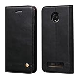 Moto Z3 Play Case,RUIHUI Luxury Leather Wallet Folding Flip Slim Protective Case Shell Cover with Card Slots,Kickstand Feature and Magnetic Closure for Motorola Moto Z Play 3nd Gen 2018 (Black)
