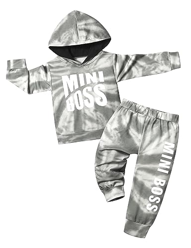 Image of Von kilizo Toddler Baby Boy Clothes Fall Outfits Cute FashionsHoodie Sweatsuit Top+Tie-Dye Pants 2PCS Set
