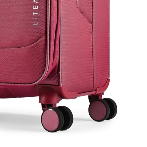 Image of Skybags Liteaer Check-in Trolley Bag - Medium, 69cms | Premium Soft-Sided Luggage for Travel with Smooth 8 Wheels & TSA Lock - Red