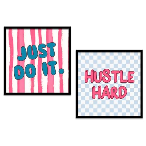 Image of HOTHOUSE Motivational quotes wall decoration items posters with frame posters for office Study room Wall Decor Digital Reprint Set of 2 (8X8 inch)