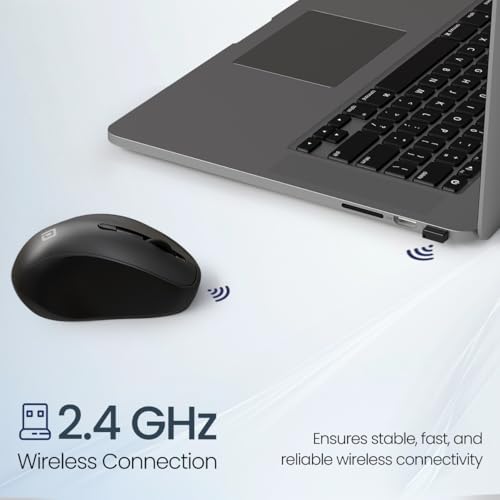 Image of Portronics Toad 34 Wireless Mouse with 2.4 GHz Wireless, Adjustable Sensitivity, USB Receiver, Ergonomic Design, for Laptops, Desktops PC, Mac (Black)