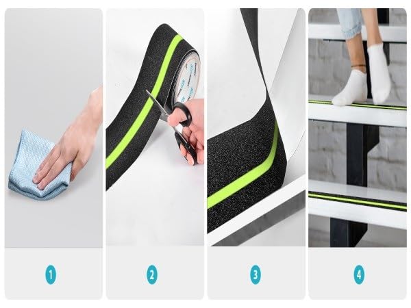 Image of Anti Slip Grip Tape Non-Slip Traction Tapes With Glow In The Dark Reduce The Risk Of Slipping For Indoor Or Outdoor Stair Tread Step, Other Slippery Surfaces 2 Inch X16.4 Foot (pack of 3)