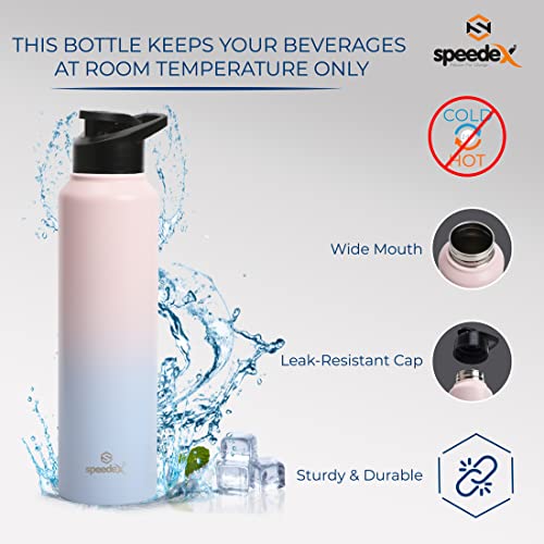 Image of Speedex Stainless Steel Water Bottle 1 Ltr, Leak Proof Sipper Cap, BIS Approved 1000 ml Metal Bottle For Daily, Office, School, Gym, Travel Use for Men, Women, Kids, Adults, Blue Pink, Set of 1