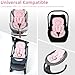Infant Car Seat Insert Cushion, Baby Car Seat Head Body Support for Girls & Boys, Reversible Newborn Car Seat Insert with 2 Extra Strap Paddings, Premature Car Seat Cushion, Pink Checkerboard