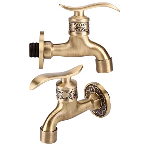 Antique Style Wall Mount Bathroom Tap, Solid Brass Cold Water Faucet with G1/2 Thread, Laundry and Washing Machine Compatible by EVGATSAUTO - Image 2