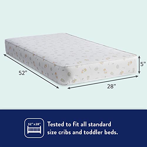 Image of Kolcraft BabyPedic Antibacterial 2 Stage Waterproof Crib Mattress plus Toddler Bed Fit, Premium Extra Firm Supportive Coils, GREENGUARD Gold Certified, Safety & Quality Tested, Made in USA, 52 inchX28 inch