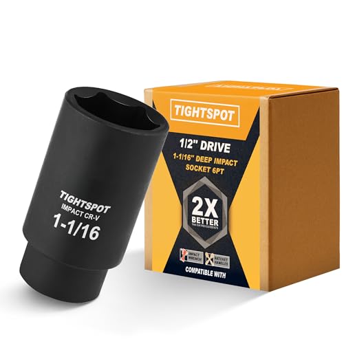 Image of TIGHTSPOT 1 /2 Inch Drive 1-1 /16 Inch Deep Impact Socket with Anti-Rounding 6 Point Design, Heat-Treated CRV Steel