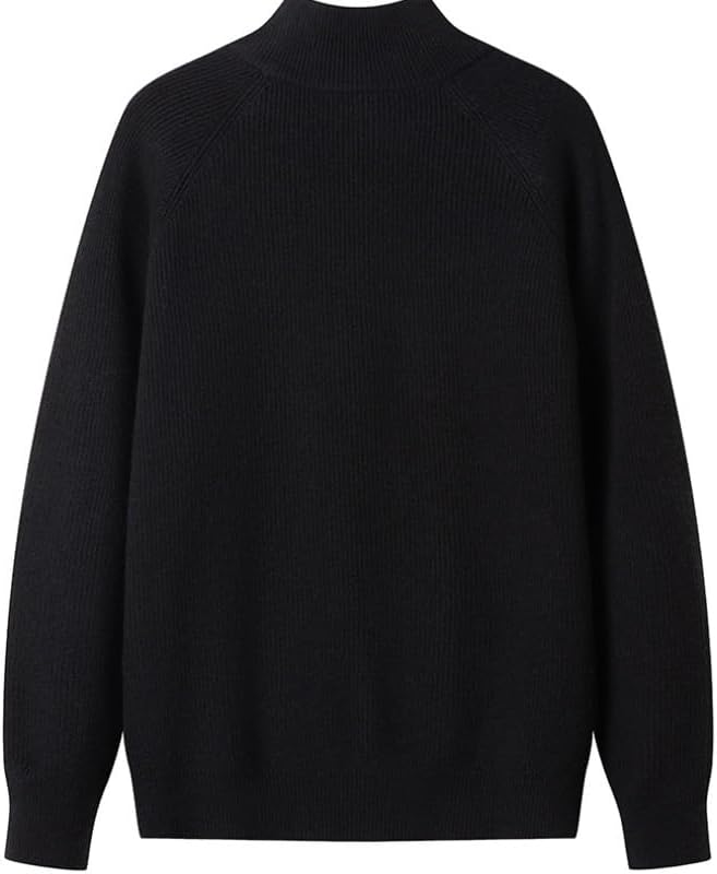Knitted Sweater Men's Retro Winter Thick Zipper High Neck Sweaters