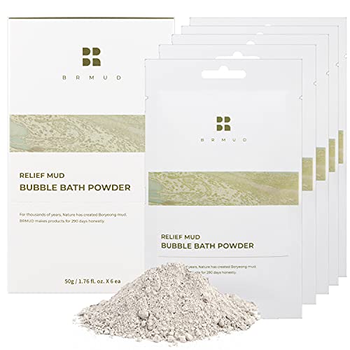 Brmud Relief Mud Bubble Bath Powder 50G, Pack Of 6 - Mud Powder Bubble Bath For Kids To Adult, Relaxation Bathing Powder, Long-Lasting Bubbles With Natural Moisturizing Oil, Sebum Control & Hydrating #TOP3
