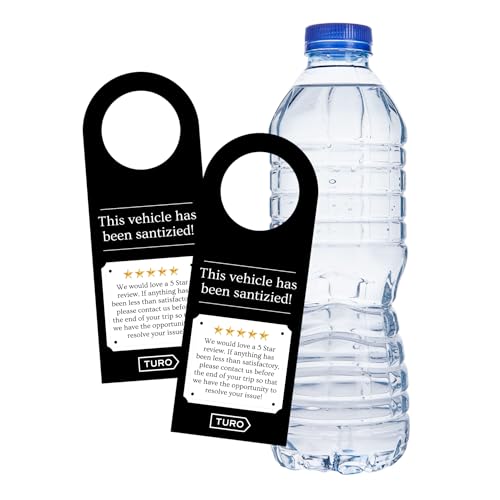 Rental Car Tu ro Your Car Has Been Santized 50pk 2x5” 5 Star Review Request Cards for Hosts Water Bottle Hang Tags Important Information Leave in Vehicle