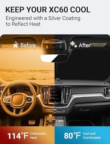 Image of Proadsy Windshield Sun Shade for Volvo XC60 SUV 2018-2024 2025 2026 Foldable Sunshade Protector Blocks UV Rays Keep Car Cooler Accessories