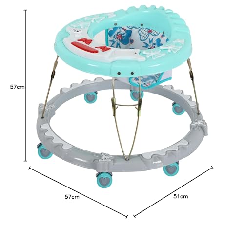 Image of Dbolt Baby Activity Walker, 360 Wheels, Detachable Musical Toy Bar, 6-18 Months, 15kg Capacity (Butterfly-Sea Green)