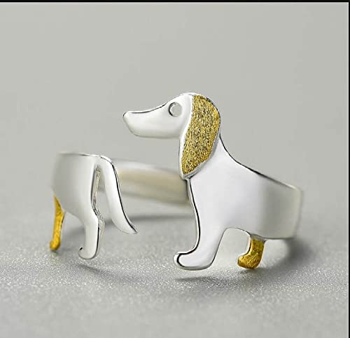 Bague ouverte chien mignon à porter au quotidien pour femme et fille